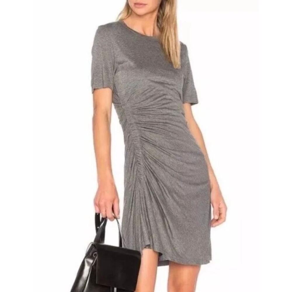 A.L.C. Mini Dress Sally Side Ruched Knit Gray Jersey Stretch size XS